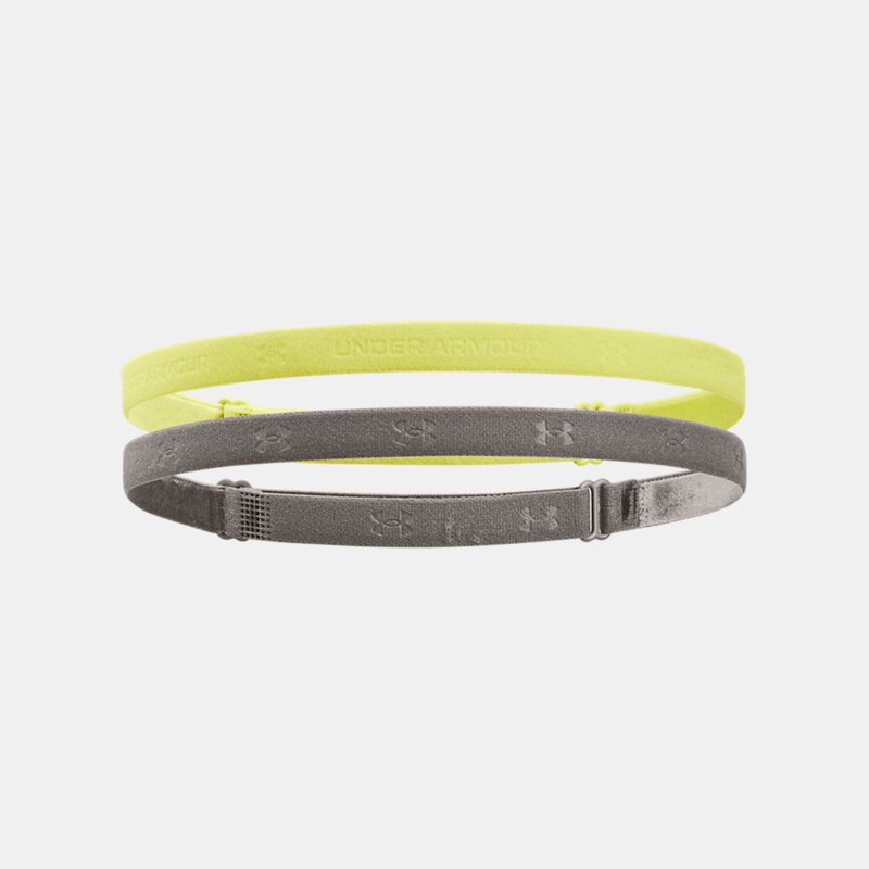 Women's  Under Armour  Adjustable Mini Headbands 2-Pack Lime Yellow / Pewter OSFM